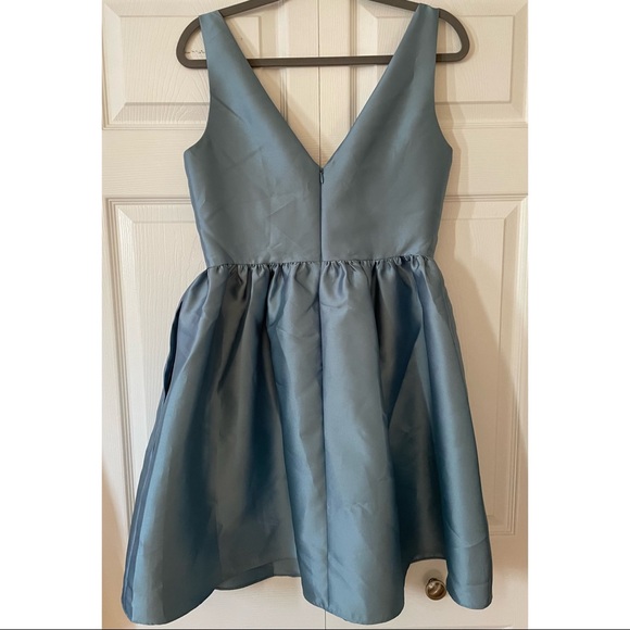 Adrianna Papell Blue Satin Fit and Flare Mini Dress with Jewel Details, Size 10 - Picture 2 of 4
